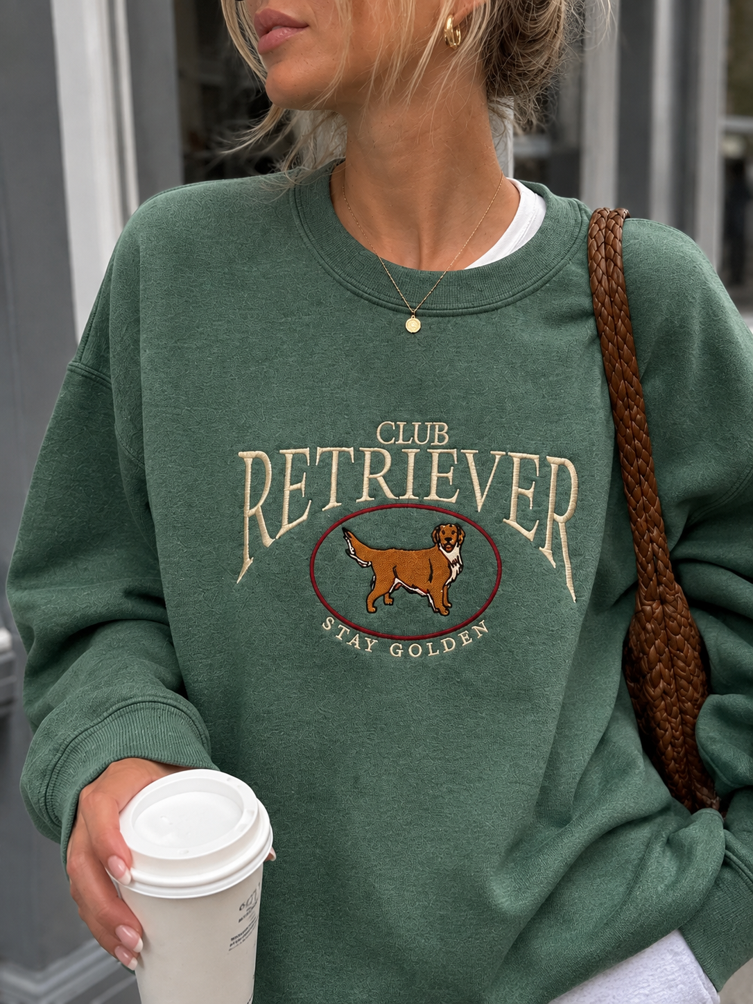 HUNTER GREEN Embroidered Retriever Club Sweatshirt – Sweet Claire – view 2