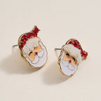 Christmas Santa Claus Stud Earrings: Red / One / 4BE32052