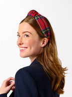 TARTAN KNOTTED HEADBAND: RED