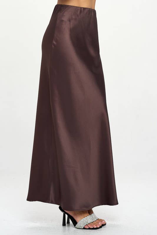 CHOCOLATE Silky Satin Maxi Skirt