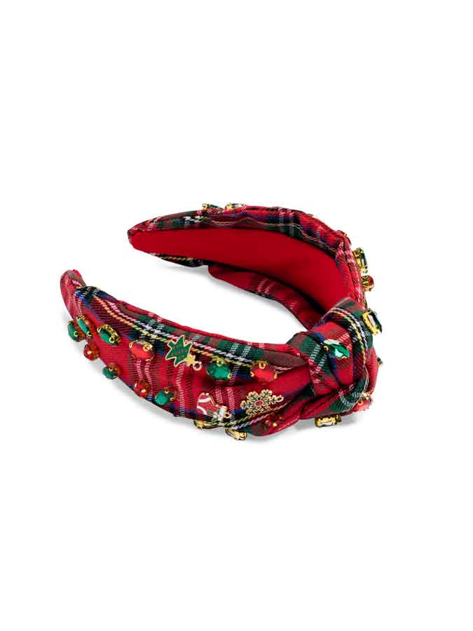 PLAID MERRY HEADBAND,RED