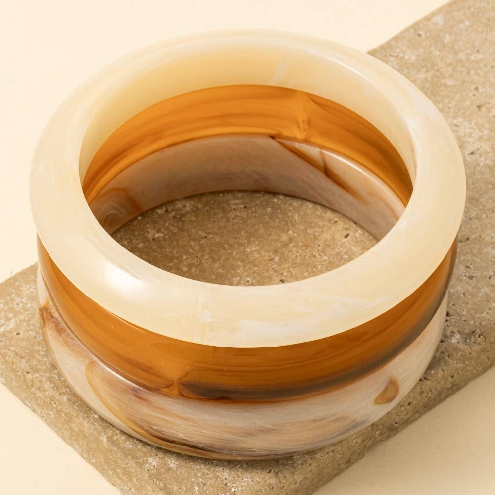 Marble Resin Bangle Bracelet 3 Piece Set: XMU