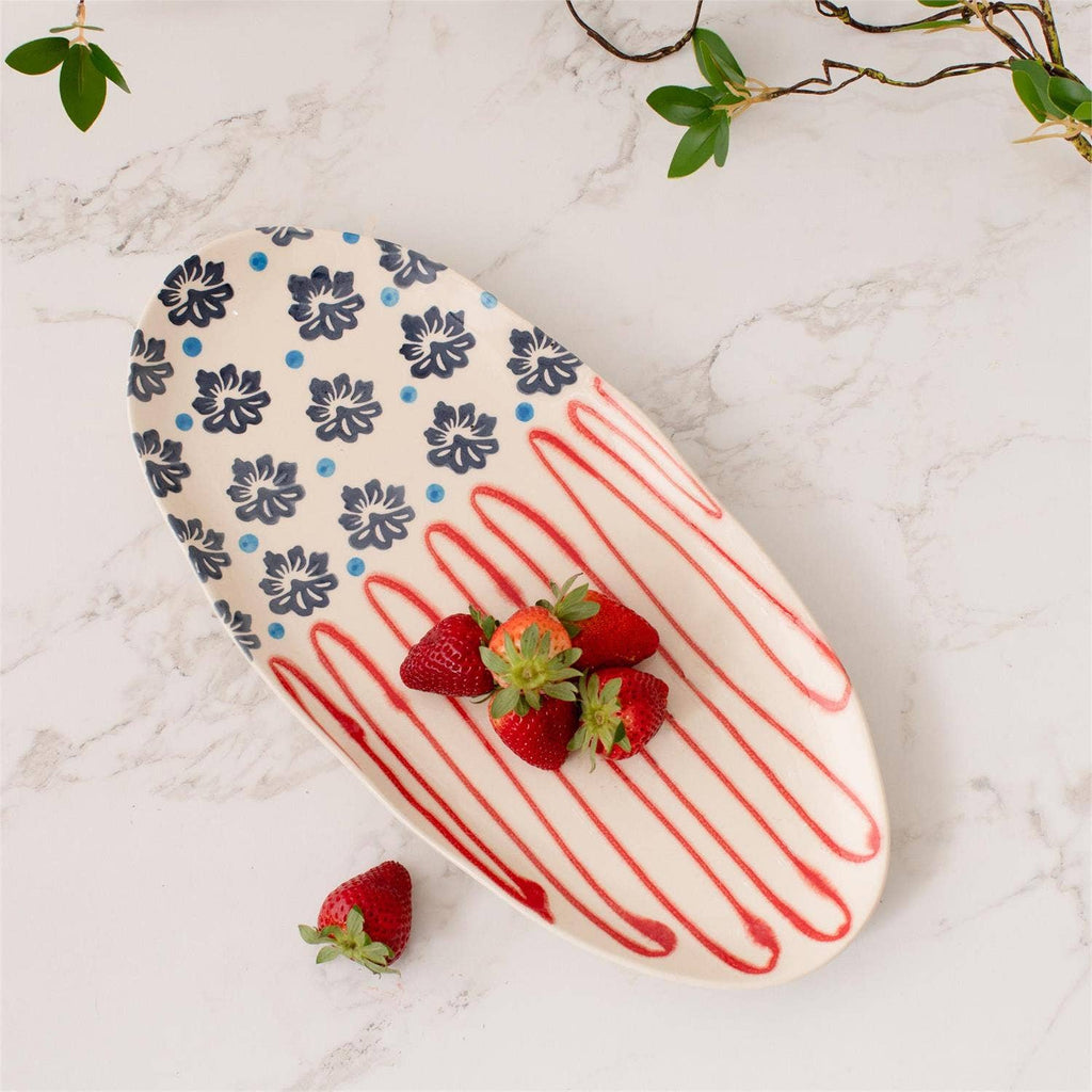 Americana Folk Art Platter | Patriotic, USA