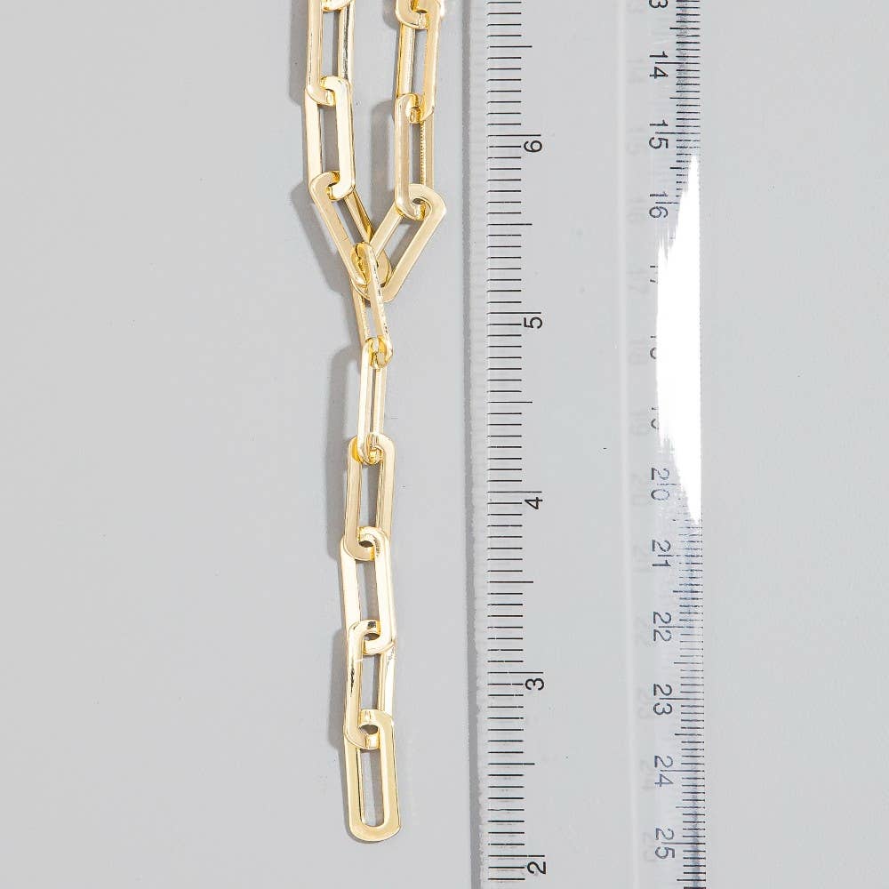 Chunky Paperclip Chain Y Lariat Necklace: G