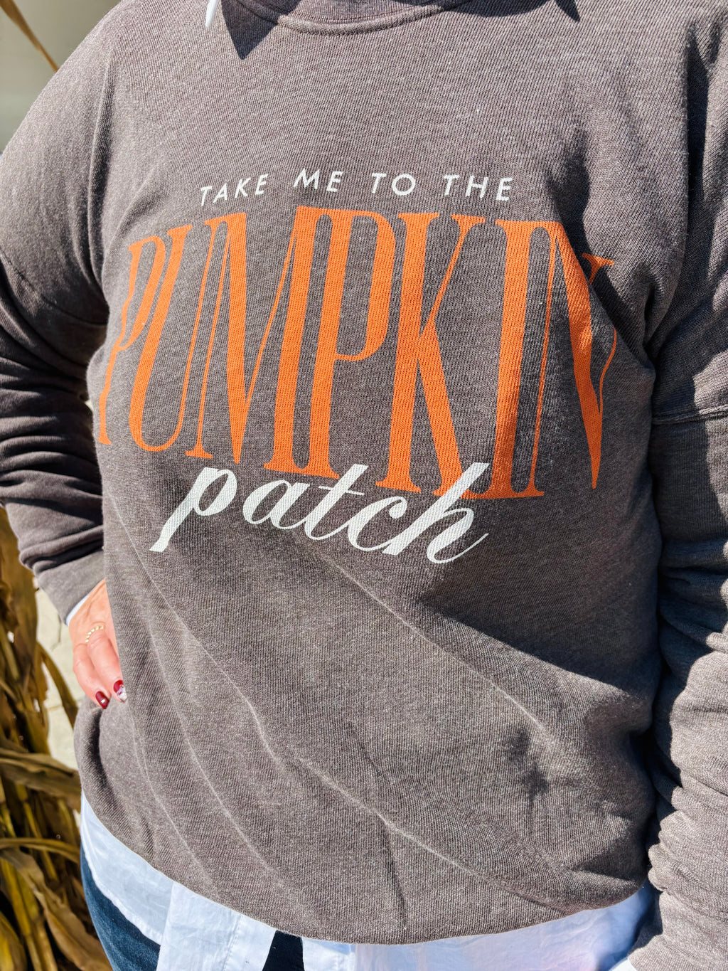 BROWN TAKE ME TO THE PUMKIN PATCH MINERAL SWEATSHIRT