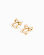 Organic Pearl Pave Bow Earrings