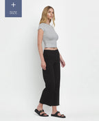 PLUS SIZE HIGH RISE BLACK CROP WIDE LEG JEANS