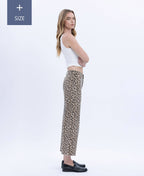 PLUS HIGH RISE ANIMAL PRINT CROP WIDE LEG JEANS