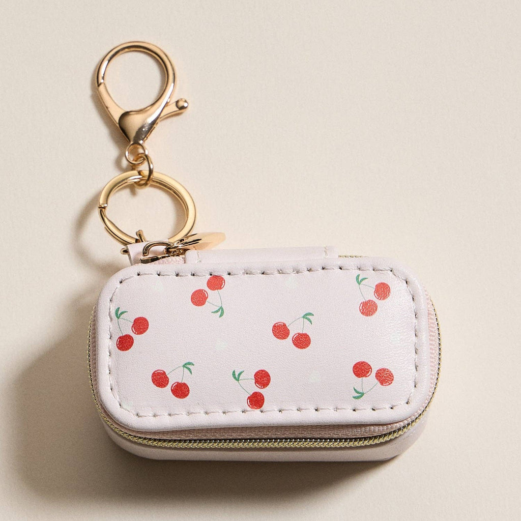 Mini Jewelry Travel Case with Keychain – Cherry Print Design: PK / ONE