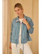 CHAMBRAY BLUE High Neck Washed Tencel Jacket