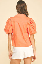 ORANGE BUBBLE SLEEVE BLOUSE TOP – PINCH – view 5