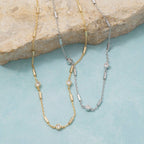 Cz Station Bar Chain Necklace: GDCRY