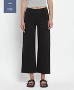 PLUS SIZE HIGH RISE BLACK CROP WIDE LEG JEANS