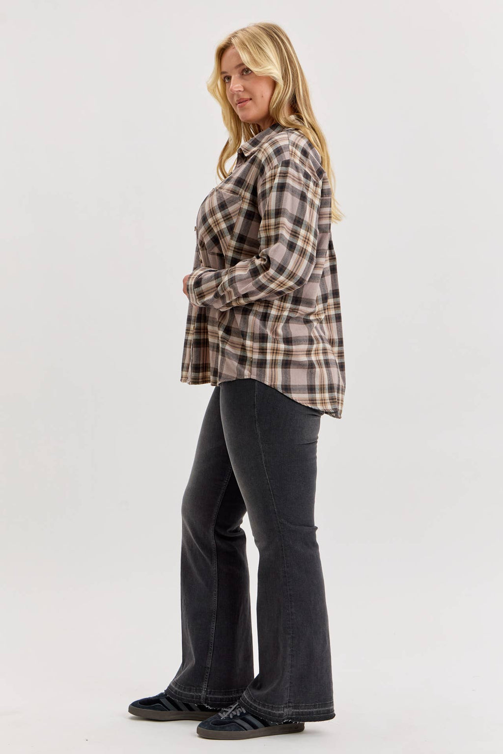 [PLUS]GREIGE CAMPBELL OVERSIZED FLANNEL SHIRT
