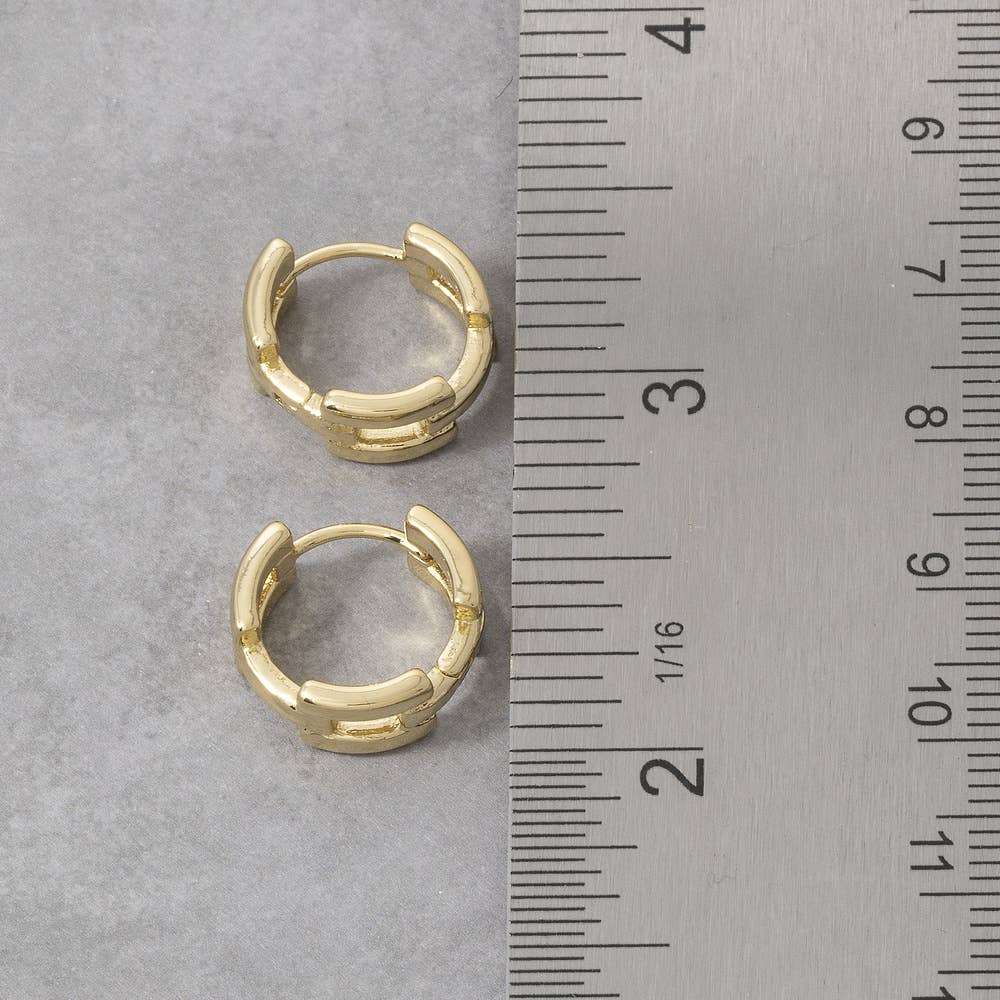 Silver Chunky Chain Link Textured Huggie Hoop Earrings