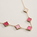Gold Chain Necklace with Shell Inlay Charms: Pink / One / 4SN11001