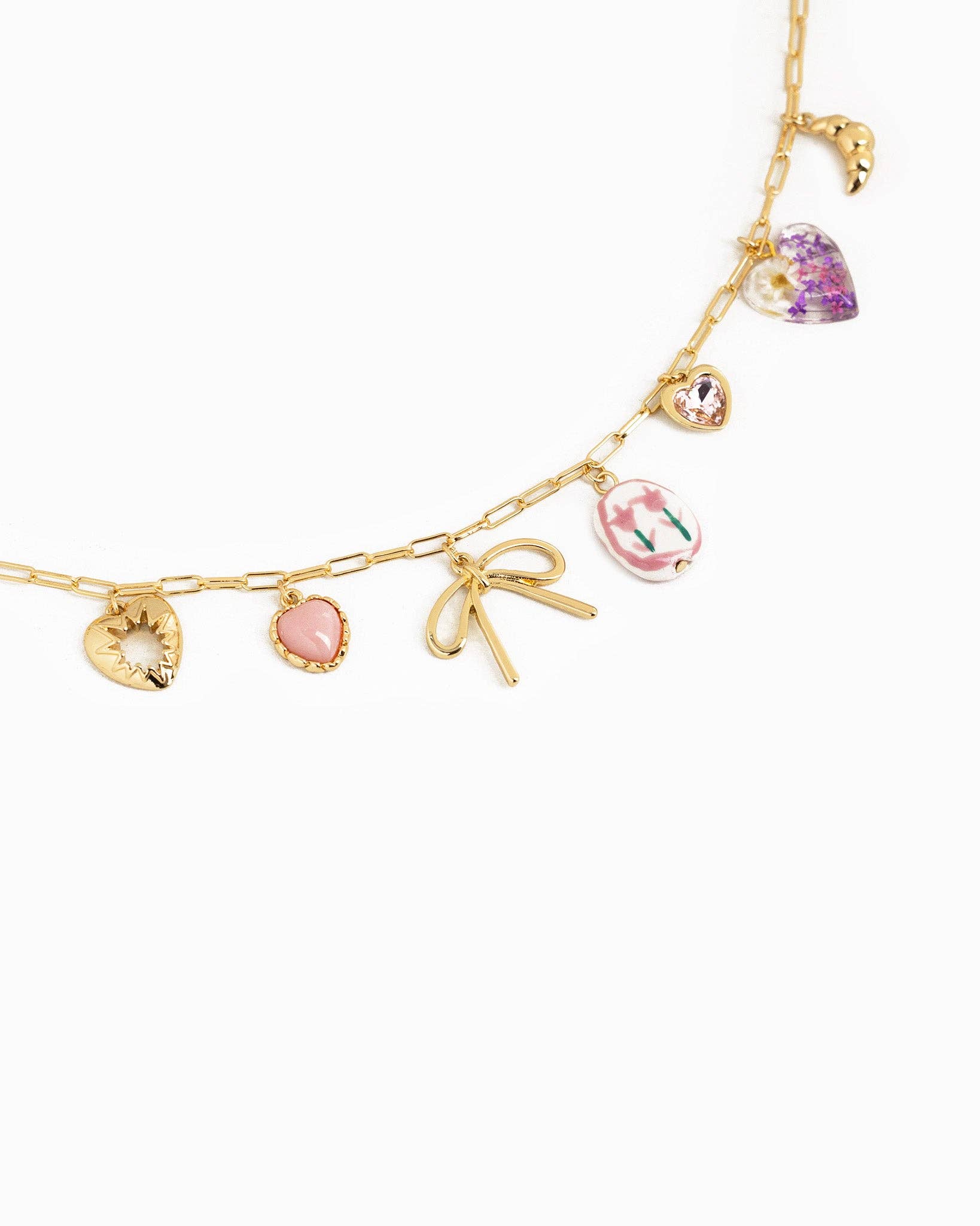 Pink Cottage Core Charm Necklace