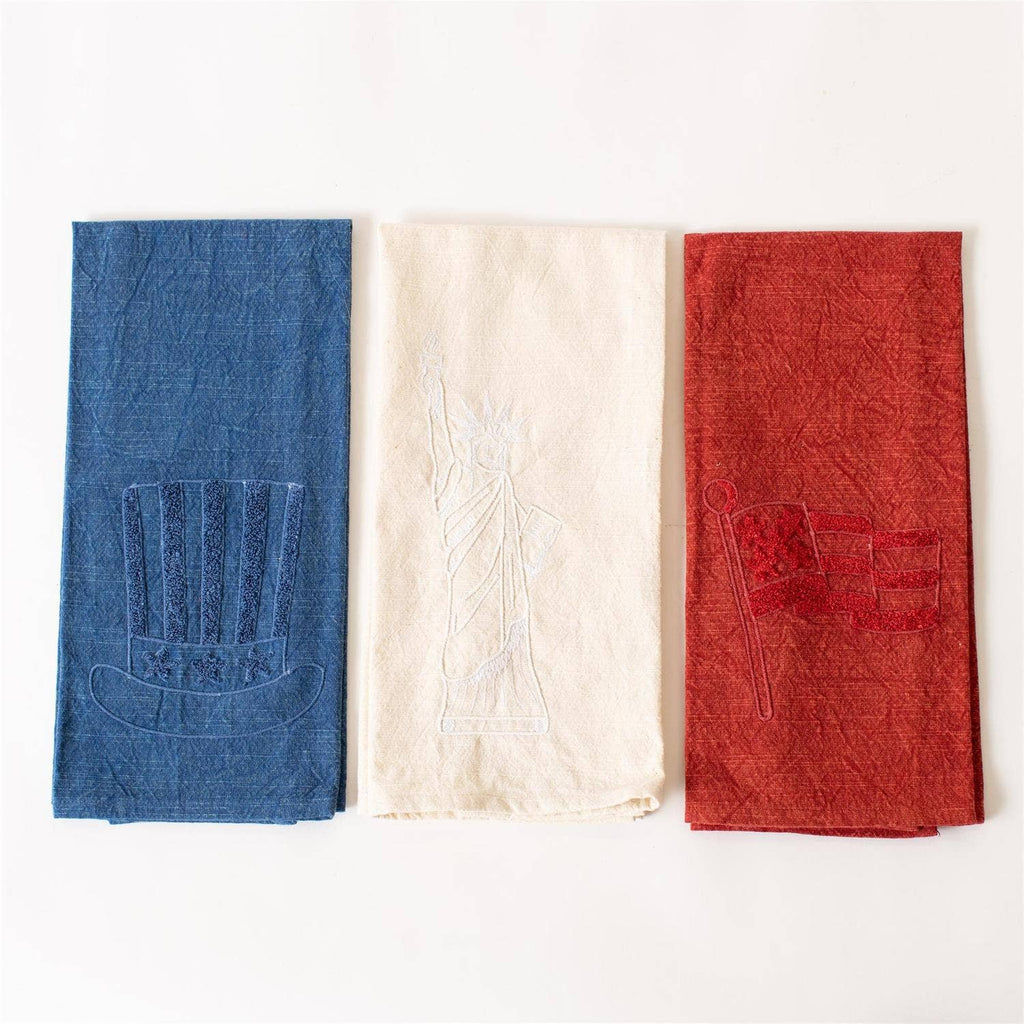 Patriotic Stonewashed Tea Towels (Set Of 3)
