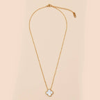 Floral Charm 18K Gold Dip Stainless Steel Necklace: White / One / B4JN001