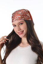 BURNT ORANGE Vintage Paisley Satin Square Scarf Multi-use Neck Bandana