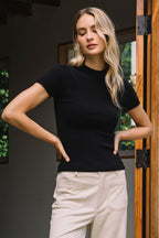 Short Sleeve Soft Knit Sweater Top