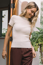 Short Sleeve Soft Knit Sweater Top