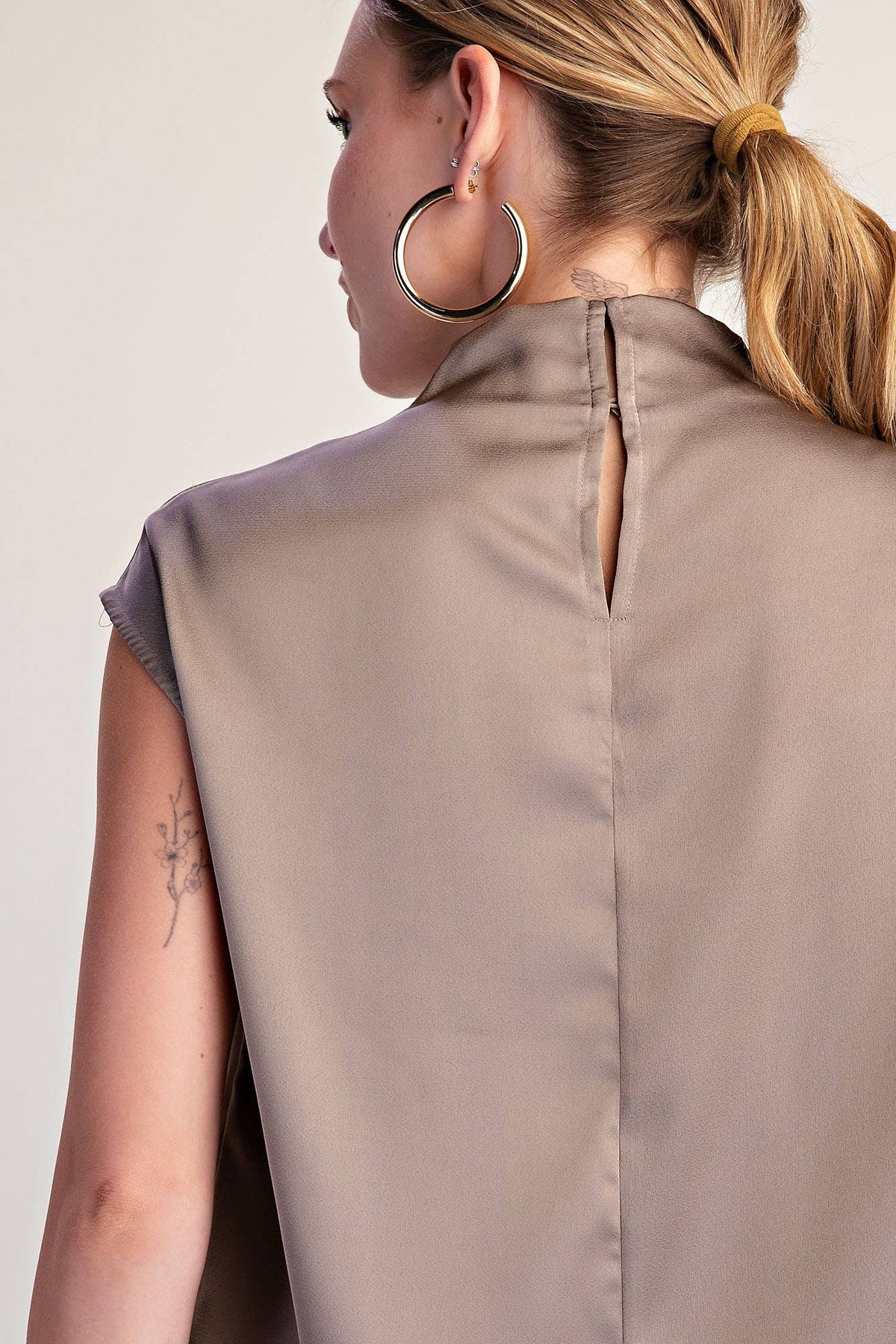 MOCHA Cowl Neck  Sleeveless Satin Top