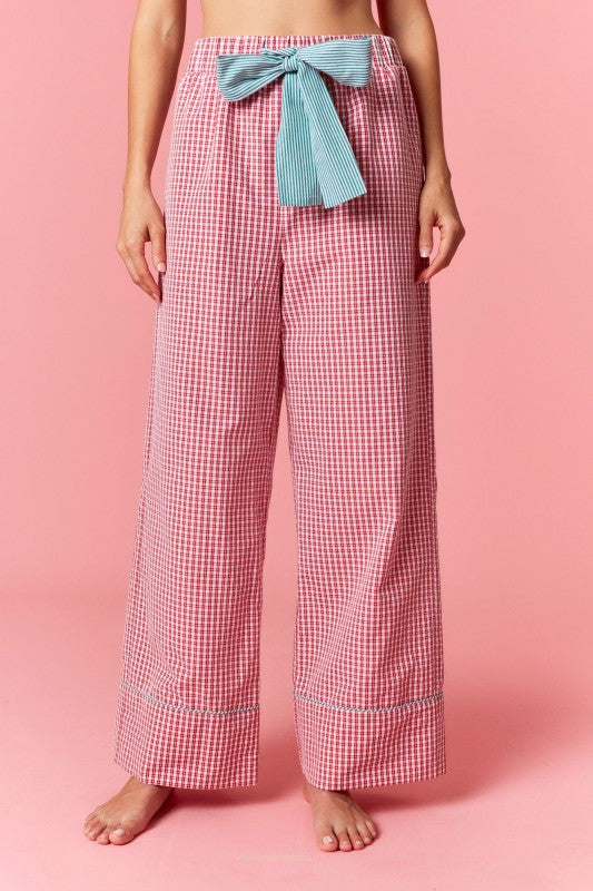 Gingham Plaid Pajama Set Sailor Collar & Bow Tie