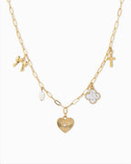 Sunburst Heart Mixed Charm Necklace
