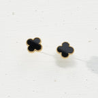 Stainless Steel Clover Stud Earrings: White / One / B4JE003