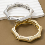Round Bamboo Knuckle Hinged Bangle Bracelet: G
