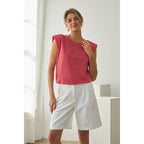 Red Stripe Knit Bubble Hem Tank Top