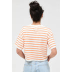 ORANGE Round Neck Striped Crop Top – HYFVE – view 3