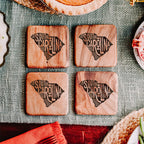 US State Map Coasters - Walnut Wood Coasters - Set of 4: Standard Grain
