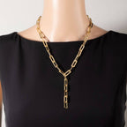 Chunky Paperclip Chain Y Lariat Necklace: G