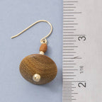 Wood Bead Natural Disc Drop Earrings