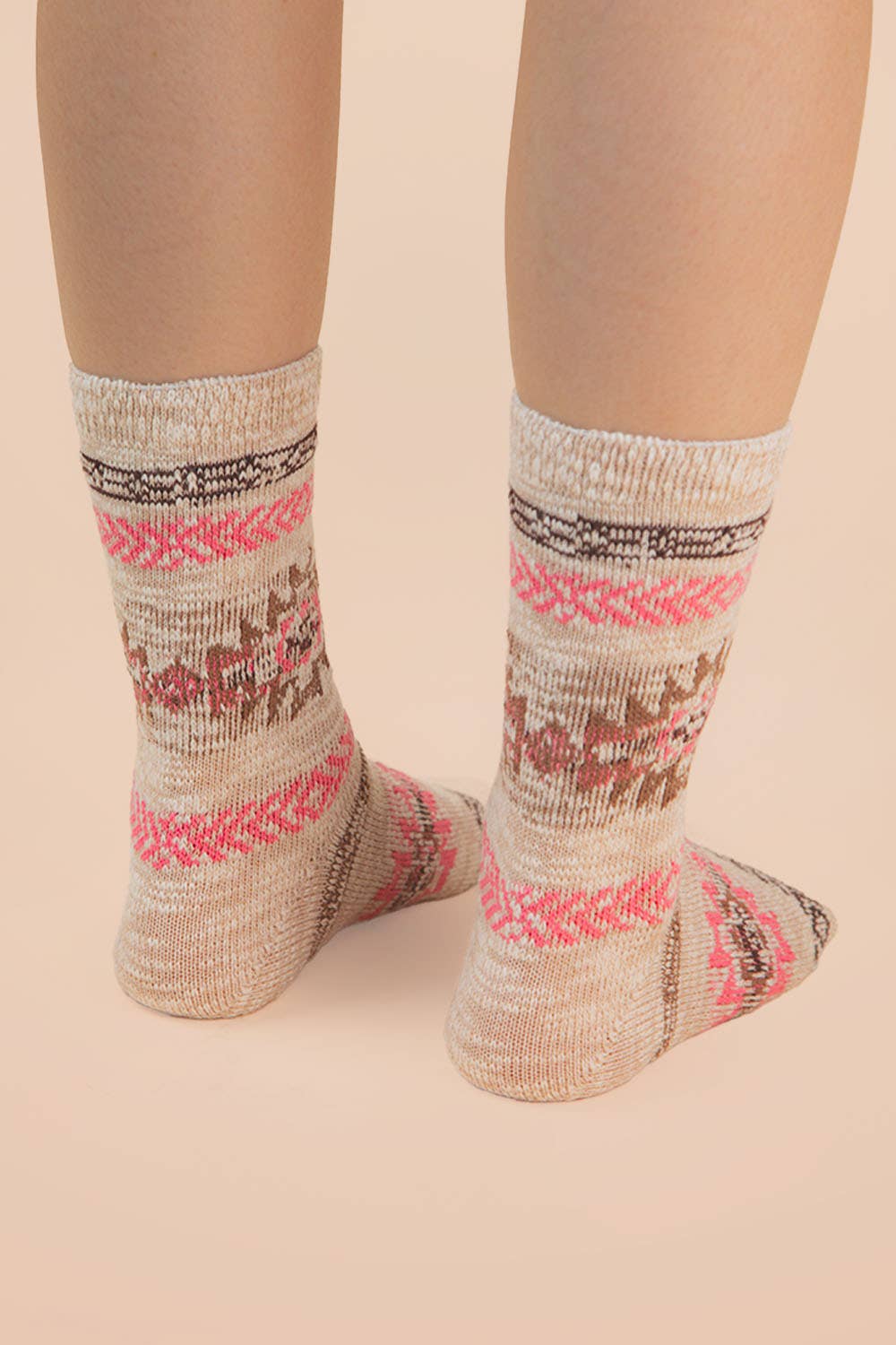 Aztec Graphic Cozy Crew Socks: HEATHER GREY