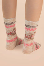 Aztec Graphic Cozy Crew Socks: HEATHER GREY