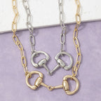 Horsebit Dual Ring Paperclip Chain Necklace: GD