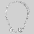 Horsebit Dual Ring Paperclip Chain Necklace: GD