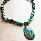 Chunky Turquoise Necklace w/ Natural Teardrop Pendant 249m