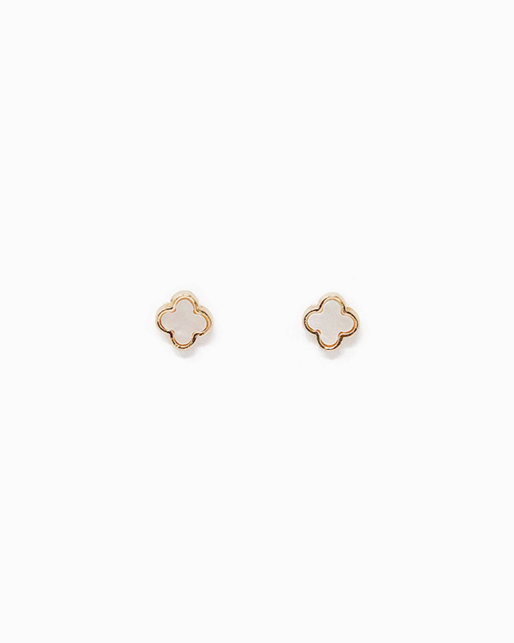 Mother of Pearl Clover Earring Set, Set of 3: White