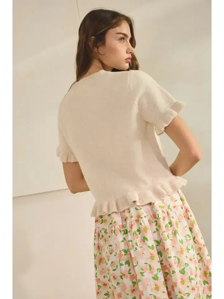 CREAM Ruffle Hem Knit Tee SWEATER – Creamon – view 10