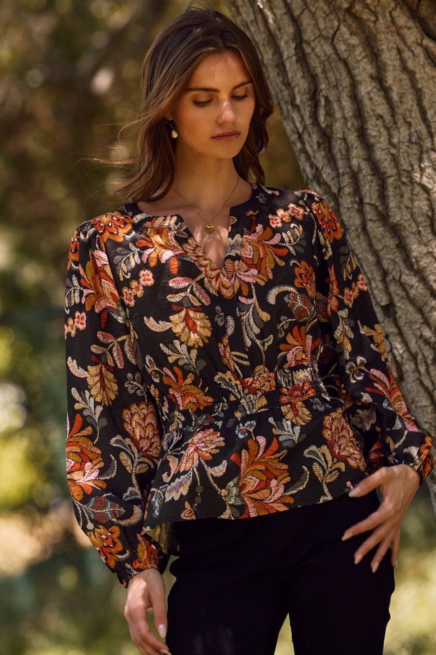 Floral Printed Peplum Style Blouse