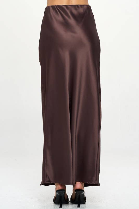 CHOCOLATE Silky Satin Maxi Skirt
