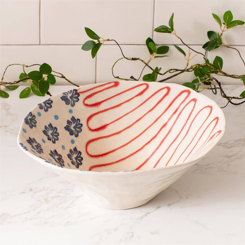 Americana Folk Art Serving Bowl