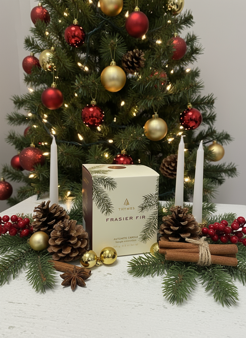 THYMES FRAZIER FIR GREEN GLASS CANDLE