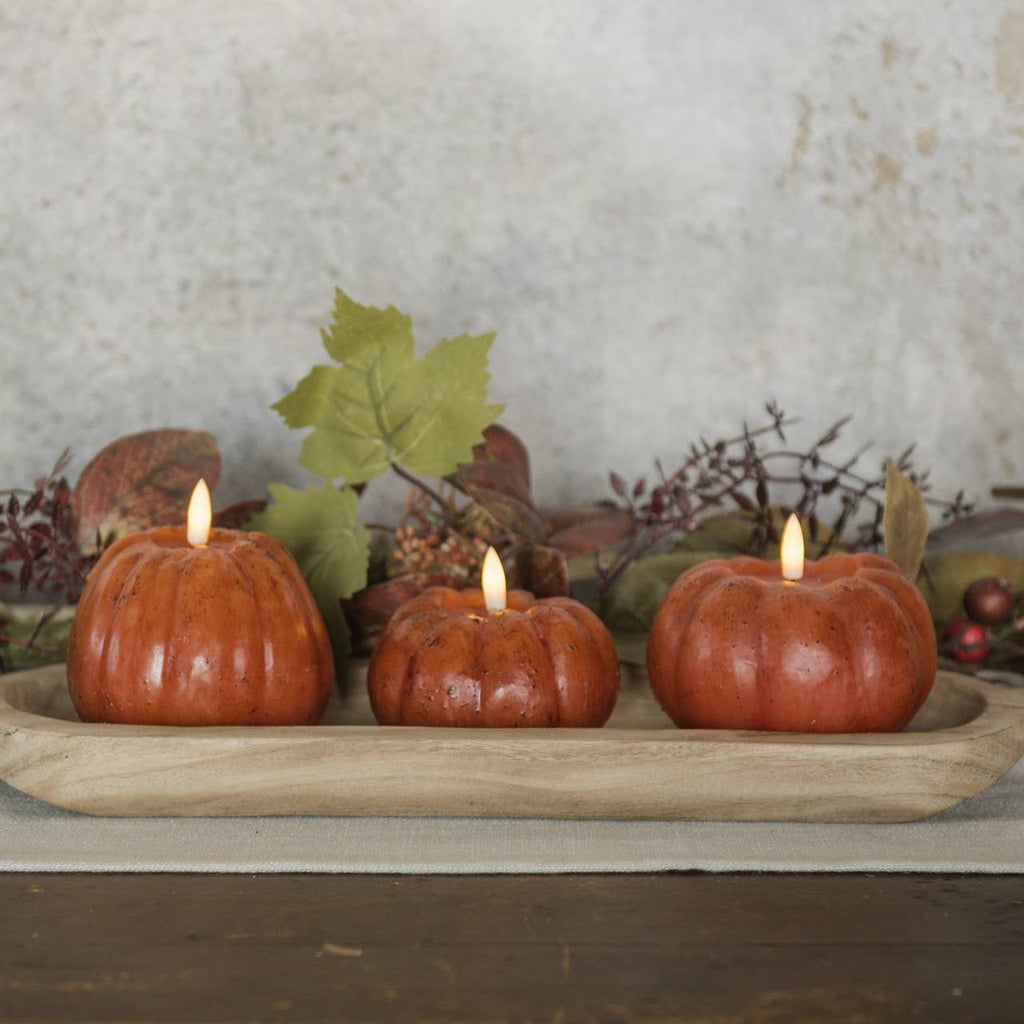 3" ORANGE 3D FLAME SHORT PUMPKIN CANDLE