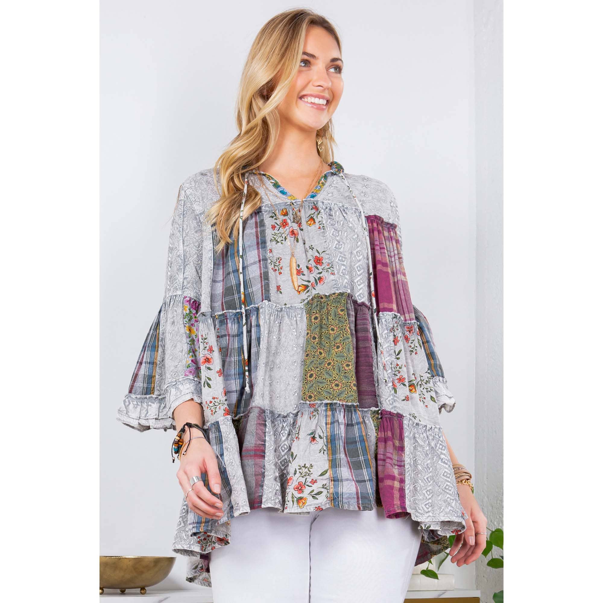 GRAVEL Artistic Fusion: Overdyed Jhabla Top With Emb
