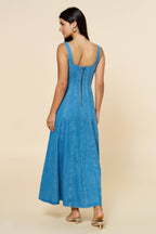 A-Line Denim Sleeveless Maxi Dress